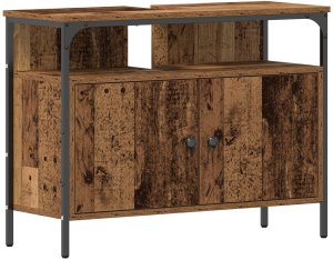 vidaXL Szafka umywalkowa Stare drewno metal 2