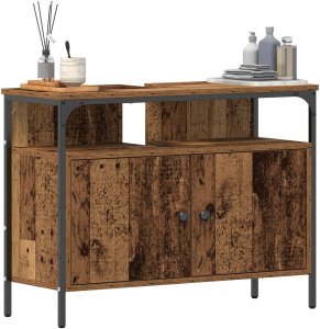 vidaXL Szafka umywalkowa Stare drewno metal 3