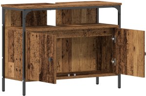 vidaXL Szafka umywalkowa Stare drewno metal 5