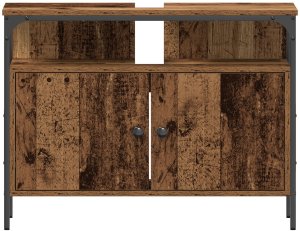vidaXL Szafka umywalkowa Stare drewno metal 6