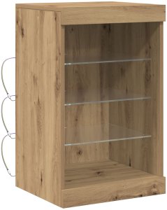 vidaXL Bufet Dąb Rękodzielniczy Płyta wiórowa, Szkło Średni 2