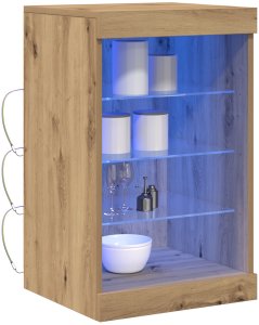 vidaXL Bufet Dąb Rękodzielniczy Płyta wiórowa, Szkło Średni 3