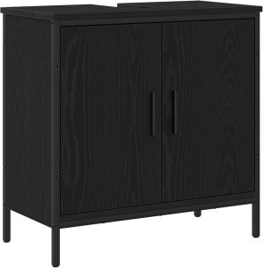 vidaXL Szafka pod umywalkę Czarny dąb Materiał drewnopochodny, Metal 2