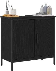 vidaXL Szafka pod umywalkę Czarny dąb Materiał drewnopochodny, Metal 3