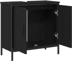 vidaXL Szafka pod umywalkę Czarny dąb Materiał drewnopochodny, Metal 5