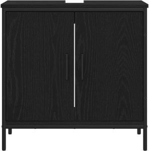 vidaXL Szafka pod umywalkę Czarny dąb Materiał drewnopochodny, Metal 6