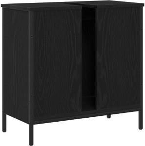 vidaXL Szafka pod umywalkę Czarny dąb Materiał drewnopochodny, Metal 8