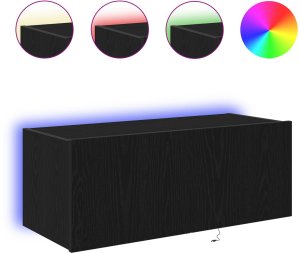 vidaXL Szafka ścienna do telewizora Czarny dąb 4