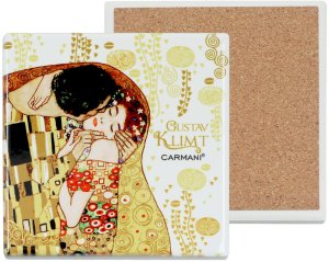 Podkładka ceramiczna, kwadratowa - G. Klimt, Pocałunek (jasne tło) (CARMANI) 1