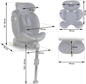 Fotelik samochodowy Nukido Aero Line czarno-granatowy 0-36 kg ISOFIX 4
