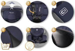 Fotelik samochodowy Nukido Aero Line czarno-granatowy 0-36 kg ISOFIX 6