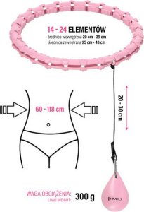 Zestaw hula hop z wypustkami i obciążnikiem HMS hhw02 różowe pas wyszczuplający br163 czarny 5