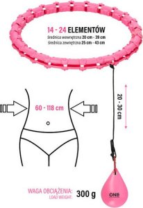 Zestaw hula hop z wypustkami i obciążnikiem One Fitness różowe oha02 pas wyszczuplający br160 6
