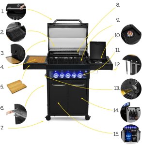 Yoer BeefChef GG06BK Grill ogrodowy gazowy 17.65 kW 58 cm x 43 cm 5