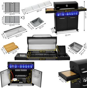 Yoer BeefBaron GG05BK Grill ogrodowy gazowy 25 kW 88 cm x 43 cm 14