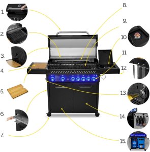 Yoer BeefBaron GG05BK Grill ogrodowy gazowy 25 kW 88 cm x 43 cm 5