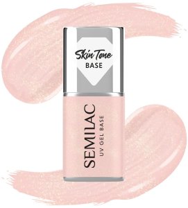 SEMILAC Skin Tone Baza coverowa do lakierów hybrydowych półtransparentna Glitter Peach 7 ml 1