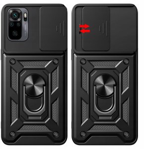 ETUI PANCERNE DO XIAOMI REDMI NOTE 10 4G / 10S CZARNE ARMOR HOLDER   SZKŁO 6