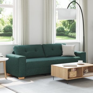 Sofa Ciemnozielona Tkanina Duża Trwała Ciemnozielona sofa 1