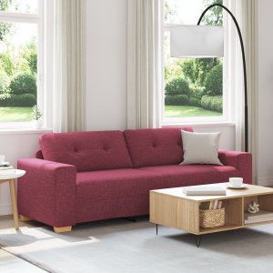 Burgundowy Poliester, Drewno Średni Dla wielu Sofa 3-osobowa 1