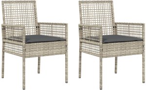 vidaXL krzesła ogrodowe Jasnoszary Rattan 53 x 60 x 85 cm 2