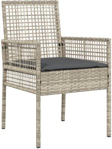 vidaXL krzesła ogrodowe Jasnoszary Rattan 53 x 60 x 85 cm 4