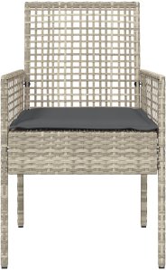 vidaXL krzesła ogrodowe Jasnoszary Rattan 53 x 60 x 85 cm 5