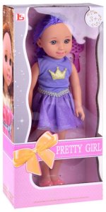 Lalka W Sukience z Koroną Długie Włosy Fioletowa Szczotka 38cm LEAN Toys 4