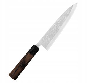 Hideo Kitaoka Shirogami Satin Damascus Nóż Miroshi Deba 21 cm 1
