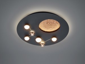LED ceiling light TRIO Zodiac, 43W, 2300+3000+4000K, 4300lm, black, o50 x 10 cm 1