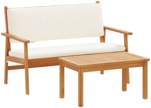 vidaXL Zestaw ławek ogrodowych Kremowy Lite drewno akacjowe 2