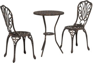 vidaXL Zestaw do jedzenia na świeżym powietrzu Brązowy Żeliwo 2