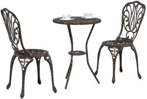 vidaXL Zestaw do jedzenia na świeżym powietrzu Brązowy Żeliwo 3