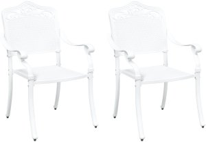 vidaXL Krzesło ogrodowe Białe Metal 62 x 64 x 93 cm Trwałe 2