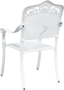 vidaXL Krzesło ogrodowe Białe Metal 62 x 64 x 93 cm Trwałe 6