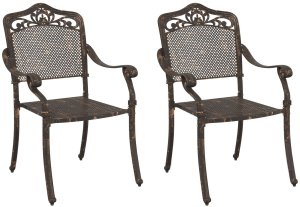 vidaXL Krzesło na zewnątrz Brąz Aluminium 62 x 64 x 93 cm Wytrzymałe 2