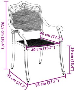 vidaXL Krzesło na zewnątrz Brąz Aluminium 62 x 64 x 93 cm Wytrzymałe 10