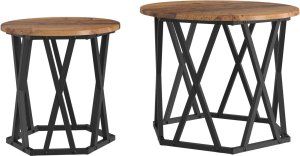 vidaXL Stolik Kawowy Drewno z odzysku Drewno 50 x 50 x 40 cm Trwały 2