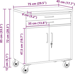 vidaXL Szafka Narzędziowa Czarna Stal 75 x 45 x 85 cm 10