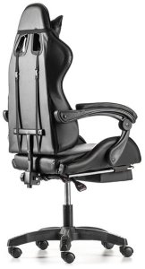 FOTEL GAMINGOWY Z PODNÓŻKIEM CZARNY KUBEŁKOWY BIUROWY OBROTOWY REGULOWANY NOWOCZESNY DLA GRACZA DZIECI MŁODZIEŻY 6