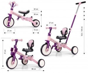 Milly Mally Rowerek 5w1 Optimus Max Pink 12