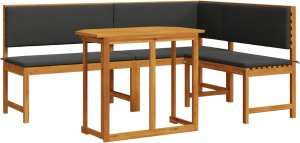 vidaXL Zestaw narożny Zestaw 3 Brązowy i Antracytowy Lite drewno akacjowe 2