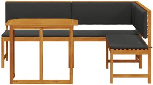 vidaXL Zestaw narożny Zestaw 3 Brązowy i Antracytowy Lite drewno akacjowe 3
