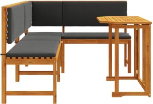 vidaXL Zestaw narożny Zestaw 3 Brązowy i Antracytowy Lite drewno akacjowe 4