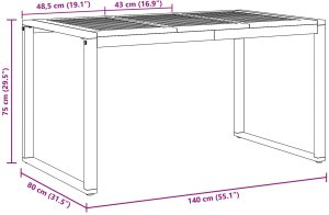 vidaXL Stół ogrodowy Szary Stal Średni Dla wielu osób 10