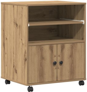 Stojak na drukarkę vidaXL z kółkami szary Sonoma 60x48x74 cm Dąb rzemieślniczy 2