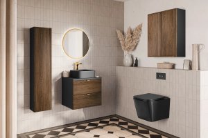 Comad Szafka pod umywalkę nablatową TALIA CASELLA 2S 60cm dąb casella/czarny mat z blatem COMAD 13