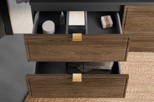 Comad Szafka pod umywalkę nablatową TALIA CASELLA 2S 60cm dąb casella/czarny mat z blatem COMAD 5