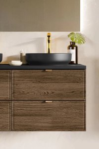 Comad Szafka pod umywalkę nablatową TALIA CASELLA 2S 60cm dąb casella/czarny mat z blatem COMAD 7