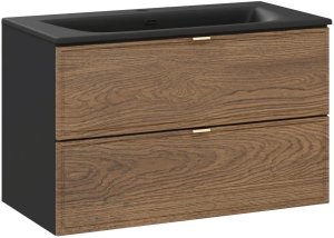 Comad Szafka pod umywalkę TALIA CASELLA 2S 80cm dąb casella/czarny mat COMAD 5